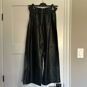 Zara - wide leg, crop vegan leather pants - small
